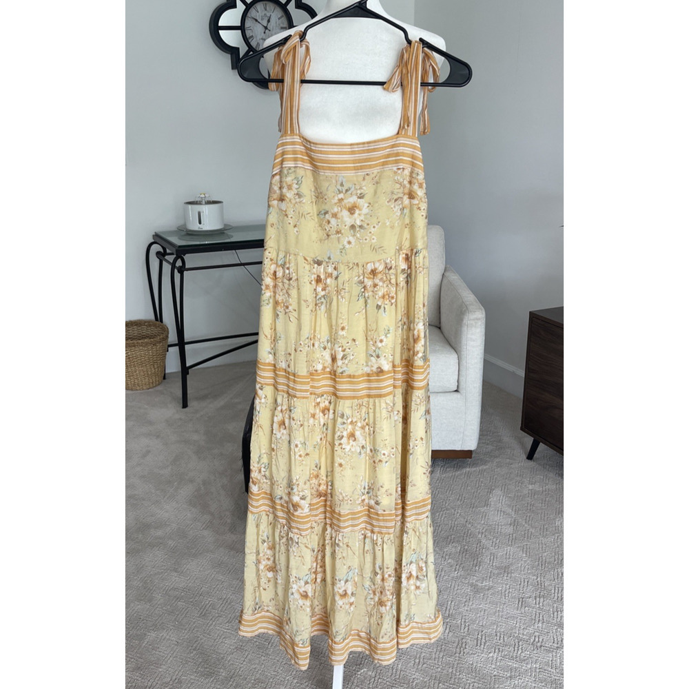 Sweet Wanderer Floral Maxi Dress Sleeveless Tiered Smock Romantic Empire Sz M